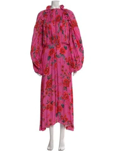 Pre-owned Magda Butrym Silk Midi Length Dress In Pink