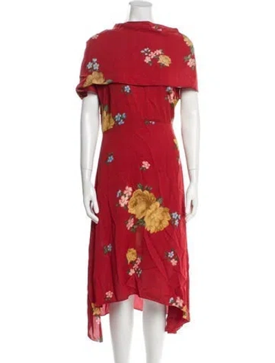 Pre-owned Magda Butrym Silk Midi Length Dress In Red