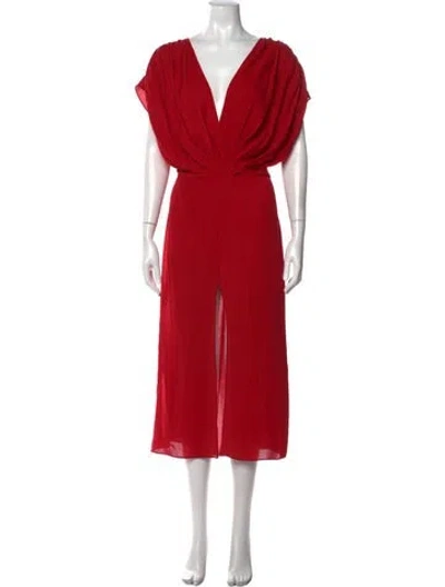 Pre-owned Magda Butrym Silk Midi Length Dress In Red