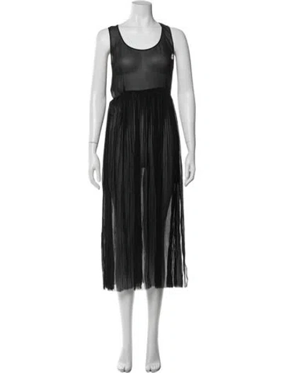 Pre-owned Magda Butrym Silk Midi Length Dress W/ Tags In Black