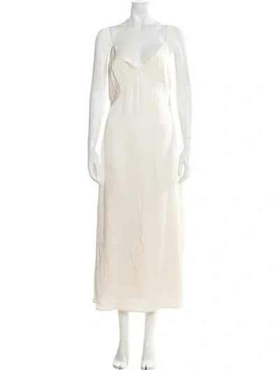 Pre-owned Magda Butrym Silk Midi Length Dress In White