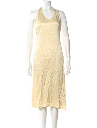Pre-owned Magda Butrym Silk Midi Length Dress In Yellow