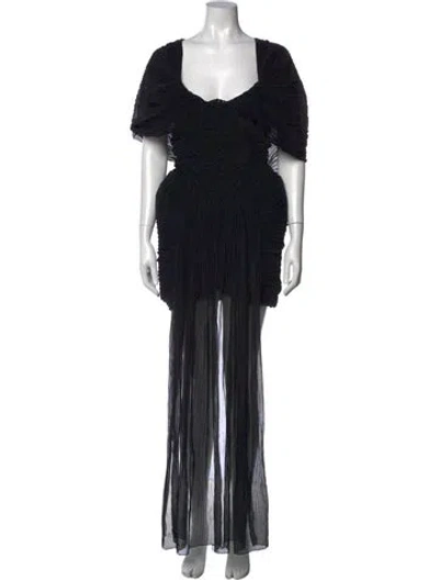 Pre-owned Magda Butrym Silk Mini Dress In Black