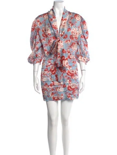 Pre-owned Magda Butrym Silk Mini Dress In Blue