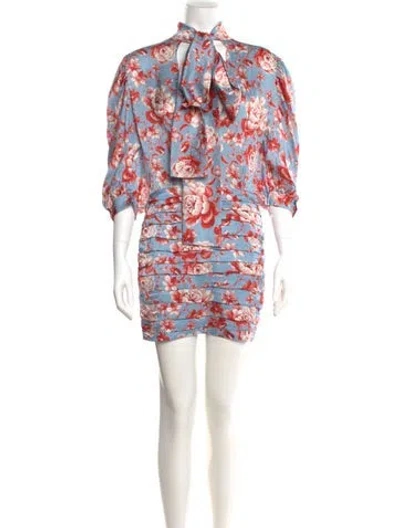 Pre-owned Magda Butrym Silk Mini Dress In Blue