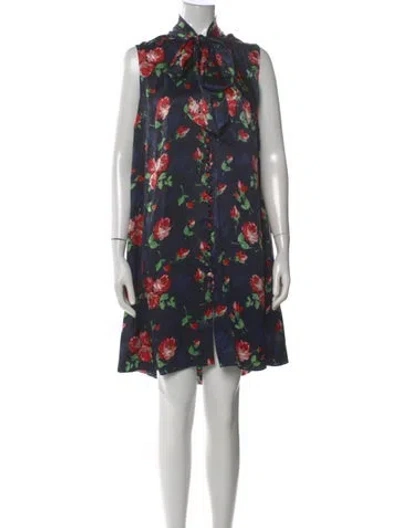 Pre-owned Magda Butrym Silk Mini Dress In Blue