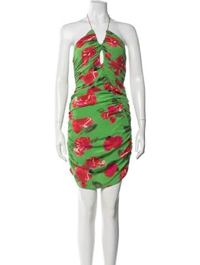 Pre-owned Magda Butrym Silk Mini Dress In Green/red