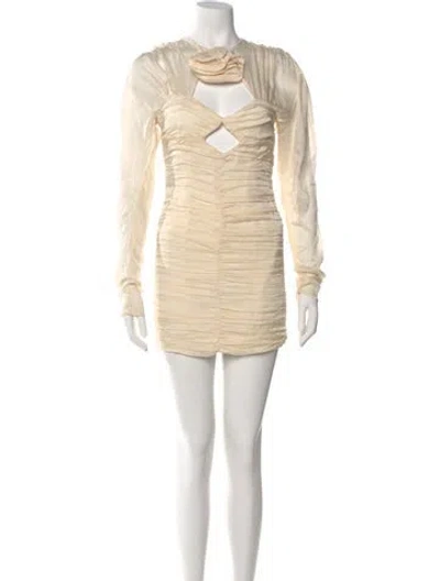 Pre-owned Magda Butrym Silk Mini Dress In Neutral