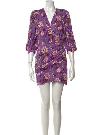 Pre-owned Magda Butrym Silk Mini Dress In Purple