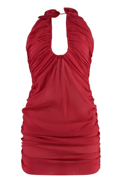 Magda Butrym Ruched Stretch-silk Mini Dress In Red
