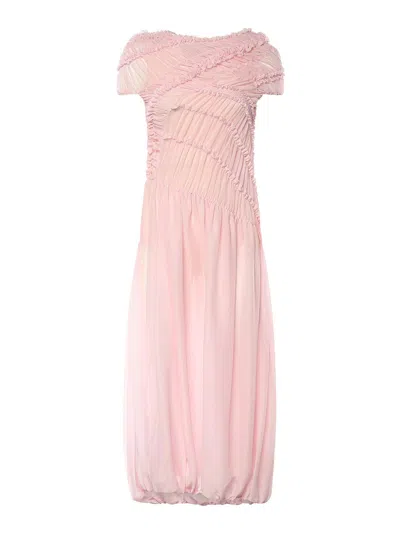 Magda Butrym Silk Muslin Midi Dress In Pink