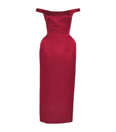 Magda Butrym Silk Off-shoulder Corset Midi Dress In Red