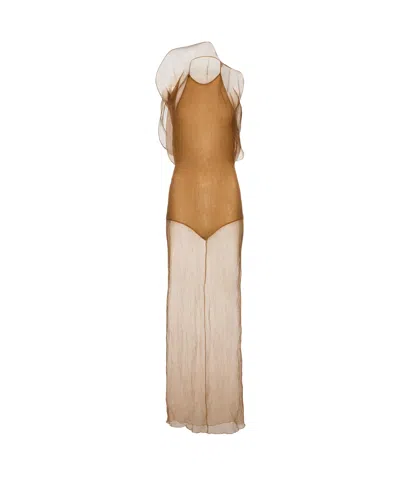 MAGDA BUTRYM SILK ORGANZA GOWN IN BEIGE