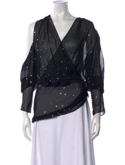 Pre-owned Magda Butrym Silk Printed Top In Black