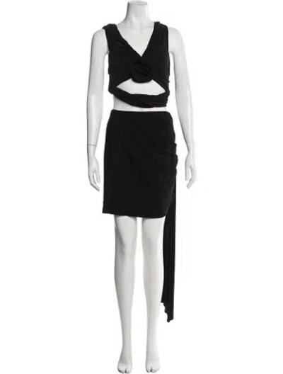 Pre-owned Magda Butrym Silk Ruffle Embellishment Set In Black