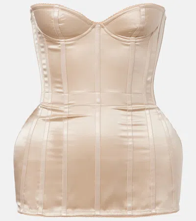 Magda Butrym Silk-satin Corset Top In Neutral