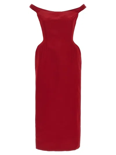 MAGDA BUTRYM SILK SATIN SHEATH MIDI DRESS