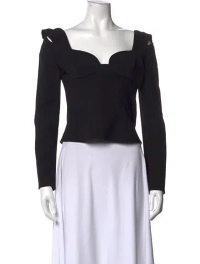 Pre-owned Magda Butrym Silk Square Neckline Top In Black