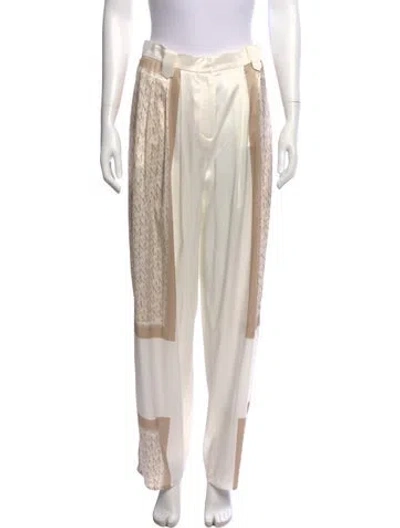 Pre-owned Magda Butrym Silk Straight Leg Pants In Neutral