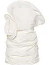 Magda Butrym Sculptural Rose Silk Taffeta Minidress In Neutrals