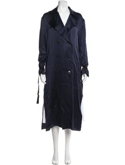 Pre-owned Magda Butrym Silk Trench Coat In Blue