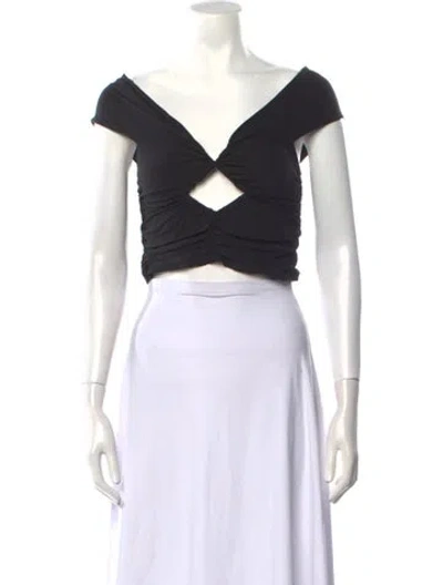 Pre-owned Magda Butrym Silk V-neck Crop Top In White