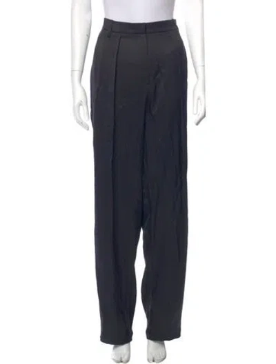Pre-owned Magda Butrym Silk Wide Leg Pants In Black