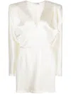 Magda Butrym V-neck Wrap Silk Minidress In Neutrals