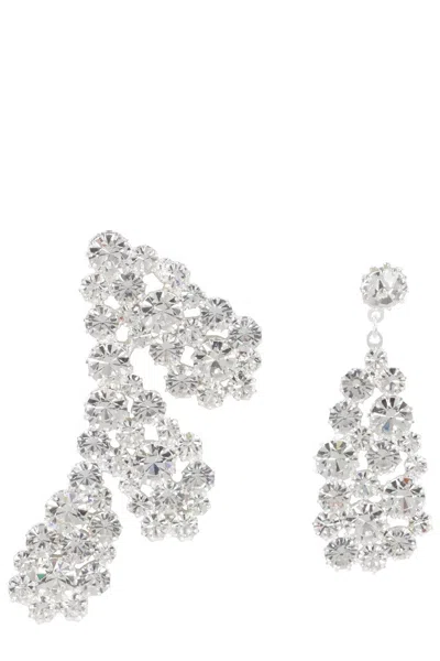 Magda Butrym Silver Crystal-embellished Earrings With Butterfly Closure
