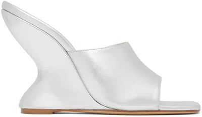 Magda Butrym Silver Inverted Wedge Mules
