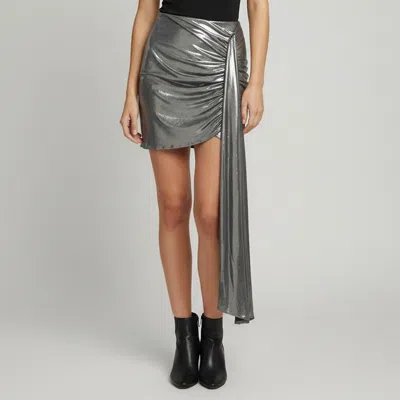 Pre-owned Magda Butrym Silver Jersey Asymmetric Draped Mini Skirt S