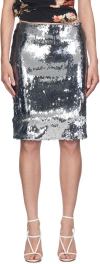 Magda Butrym Silver Sequinned Midi Skirt In 70 Silver