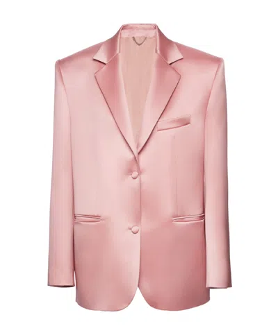 Magda Butrym Single-breasted Satin Suit Jacket In Pink