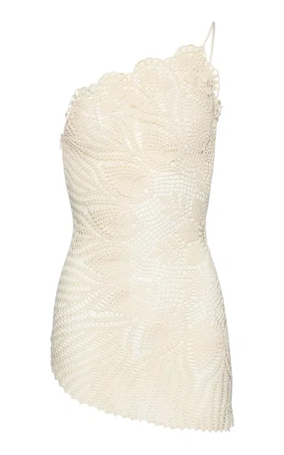 Magda Butrym Single-shoulder Cotton Mini Dress In Cream