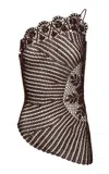 Magda Butrym Single-shoulder Crochet Cotton Top In Brown