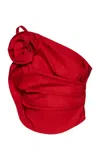 Magda Butrym Single-shoulder Pleated Top In Red