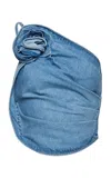 Magda Butrym Single-sleeve Denim Cotton Top In Light Wash