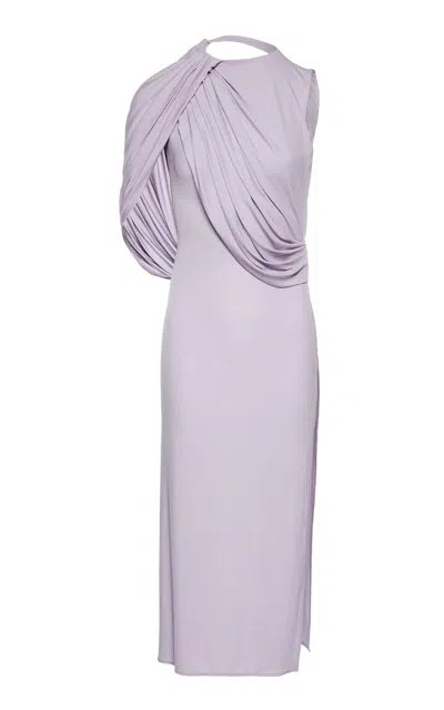 Magda Butrym Single-sleeved Sash Maxi Dress In Purple