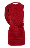Magda Butrym Women Asymmetric Draped Mini Dress In Red In Red
