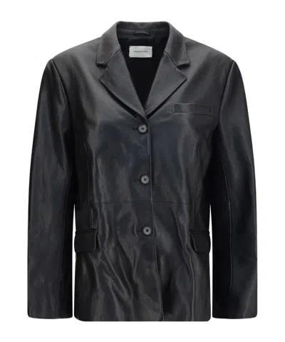 Magda Butrym Leather Single-breasted Blazer In Black