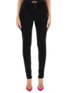 Magda Butrym Embellished Stretch-knit Skinny Pants In Black