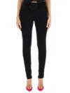 Magda Butrym Embellished Stretch-knit Skinny Pants In Black