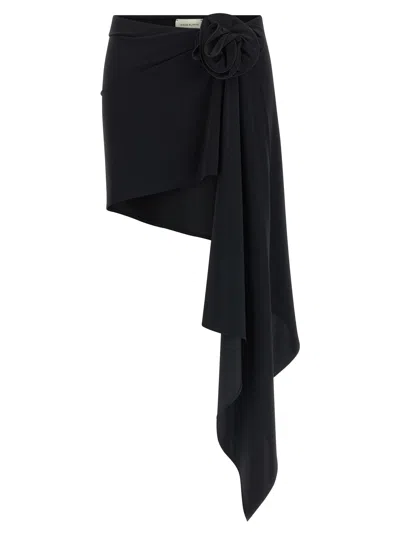 Magda Butrym Asymmetric Floral Skirt In Black