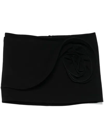 Magda Butrym Low Waist Mini Skirt Floral Detail In Black