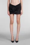 Magda Butrym Silk Mini Skirt With 3d In Black