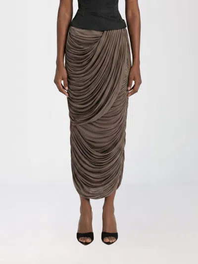 Magda Butrym Ruched Jersey Midi Skirt In Brown