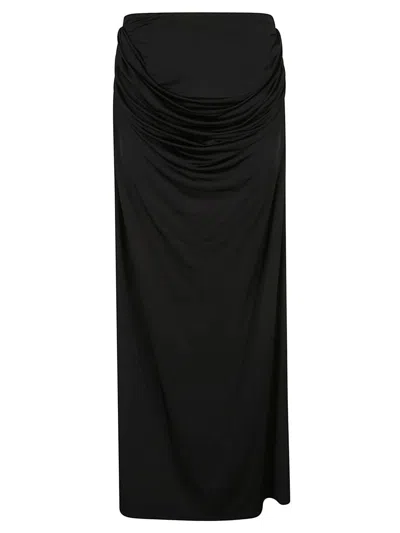 Magda Butrym Floral-appliqué Gathered Maxi Skirt In Black