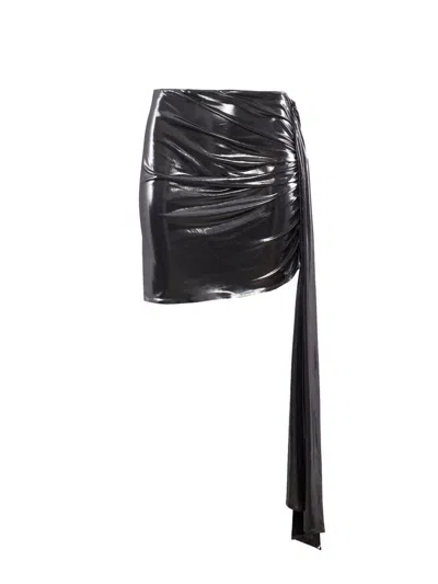 Magda Butrym Metallic Draped Sheath Mini Skirt In Grey