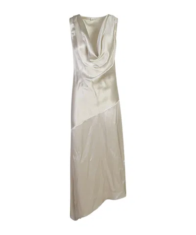 Magda Butrym Silk Asymmetrical Midi Dress In Nude