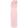 Magda Butrym Rosette Stretch-silk Maxi Dress In Pink